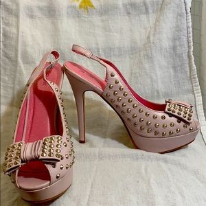 Light pink gemmed heels